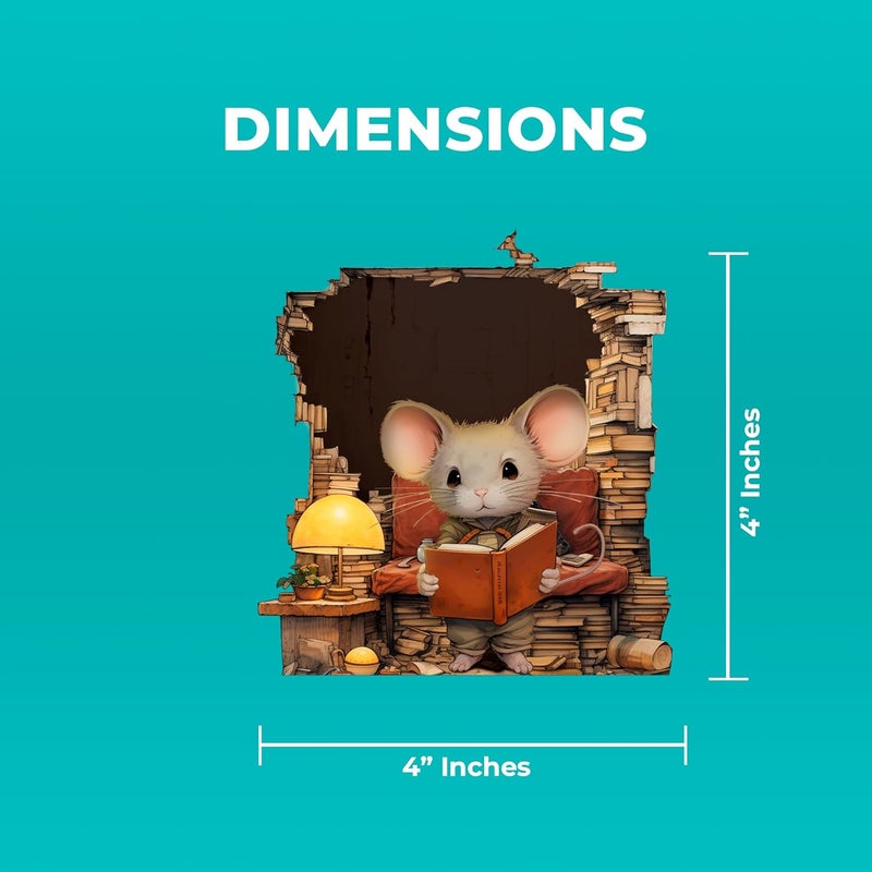 EGD Cute Mouse Hole Wall Decals 3D | 4"x4" Wall Stickers for Child Room Decor | Nursery Wall Decals | Mouse Hole Stickers for Wall Decor | Stickers for Kids (Reader Mouse) - Image 4